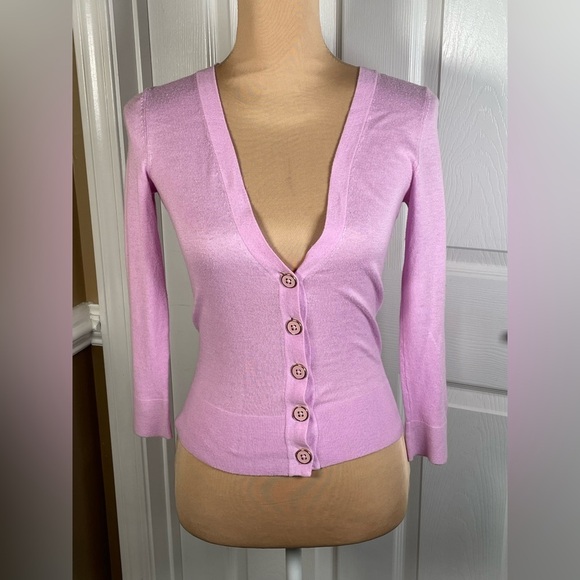 Lilly Pulitzer Kaitlin Cardigan Sweater Lilac Lavender Purple Button Down V Neck - Picture 5 of 8